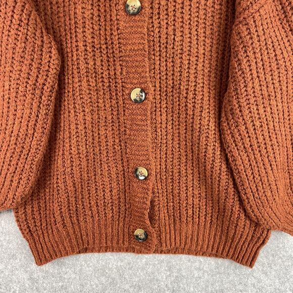 Anthropologie Maeve Naomi Sweater Cardigan Womens Large Brown Hooded Chunky Knit - Picture 5 of 16